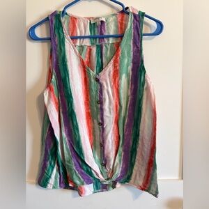 Umgee Colorful Striped Button-Down Blouse